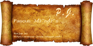 Pascus Jónás névjegykártya